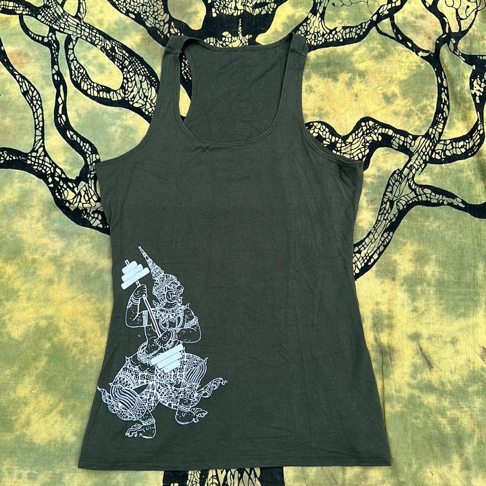 CrossFit Bangkok demon guardian graphic tank top army green S-M (tag missing)